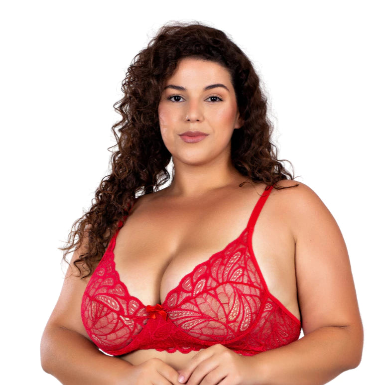 12 = Sutiã de Renda Sem Bojo Com Aro de Metal Plus Size