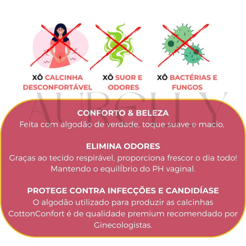 Calcinhas Algodão Antibacteriano – Kit com 10