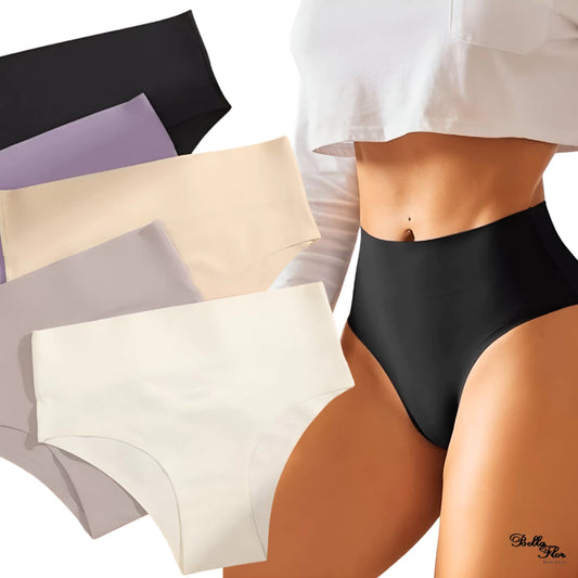 06 - Kit 5 Calcinhas Aurelly Cós Alto Sem Costura